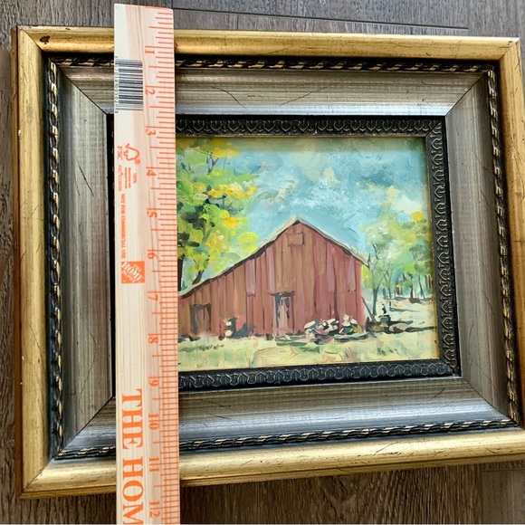 Vintage Red Barn Oil Painting 11/13” - Picture 5 of 13